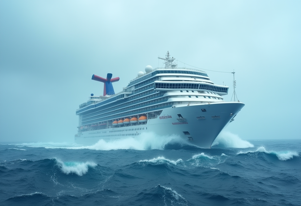 Cruise ship in stormy seas