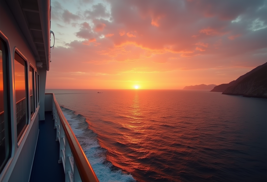 sunrise viewed from a crusie ship