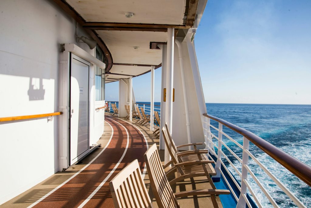 Deck of Cruise ship at sea, Falmouth, Jamaica