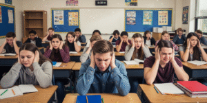 students react to earsplitting noise