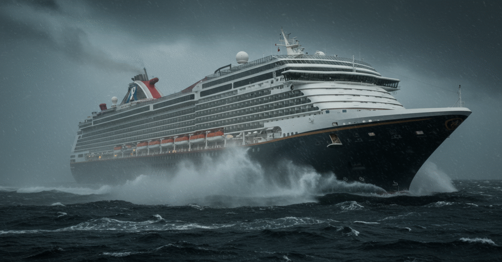 CRUISE SHIP IN ROUGH SEAS