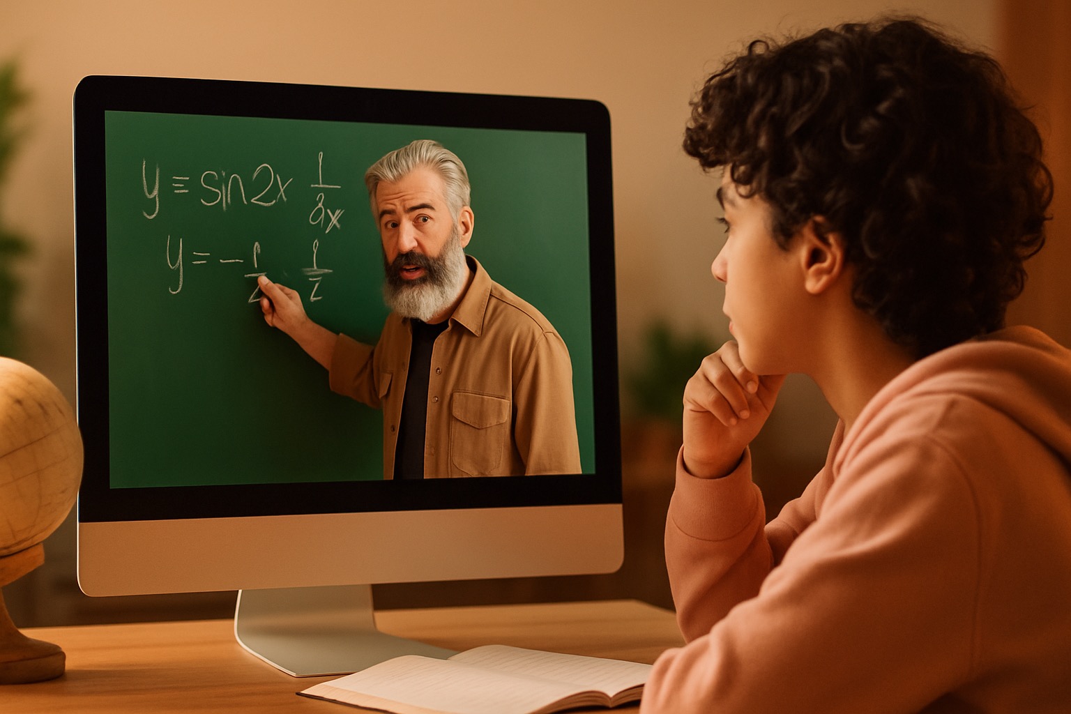 teenager watching lesson