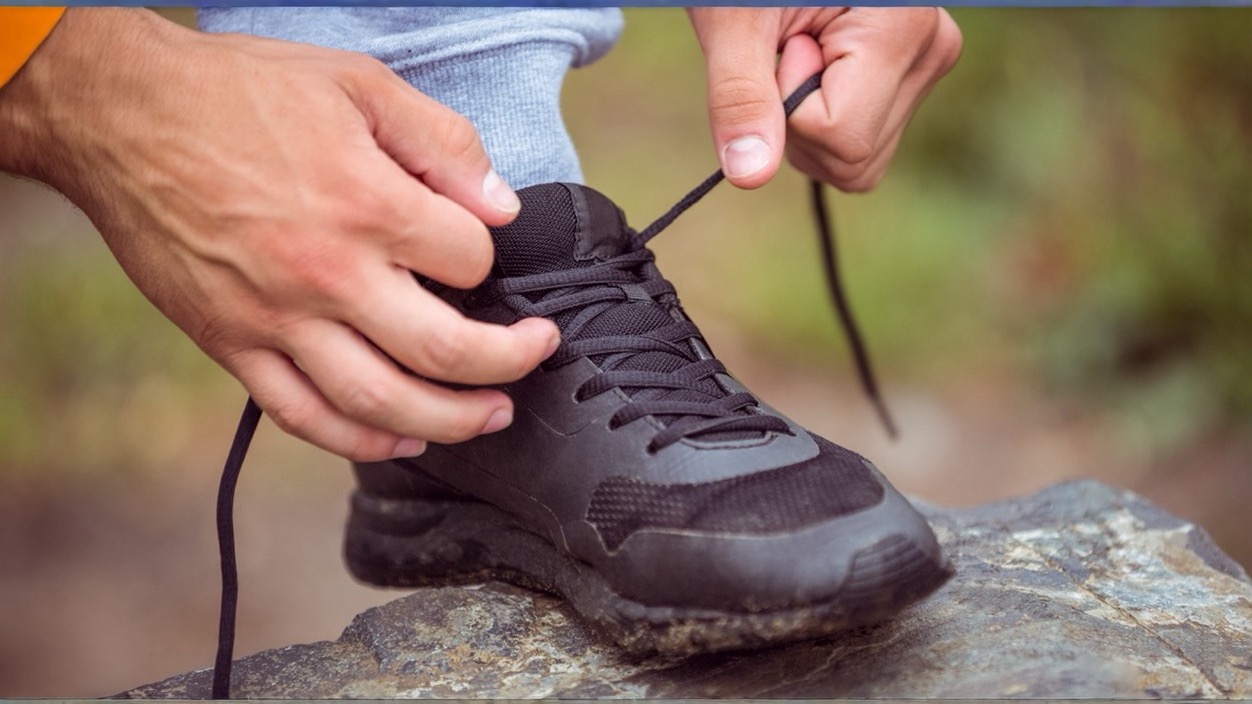 tying shoes
