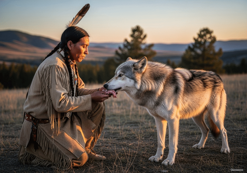 feeding a wolf