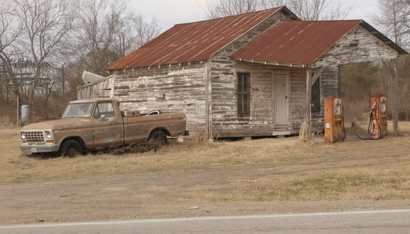 abandoned gas station